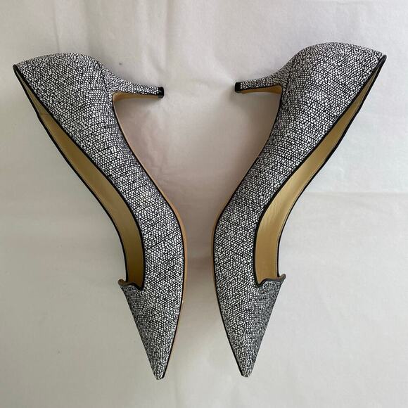 Jimmy Choo Allure Woven Raffia Pump Size 40.5 or 10.5 Black White Heels Luxury - Picture 5 of 12